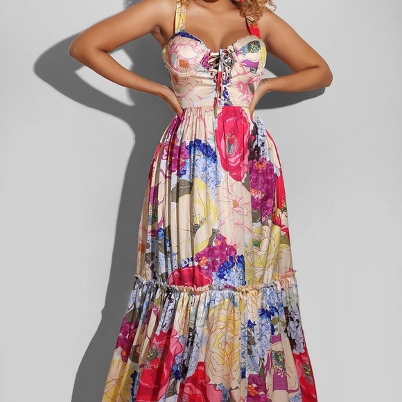 Long Flower Satin Maxi - Picture 2 of 2